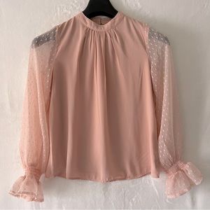 JAPNA Sheer Sleeve Blouse